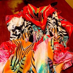 Boston Proper, long , gorgeous Black and Red caftan dress w/black slip under S